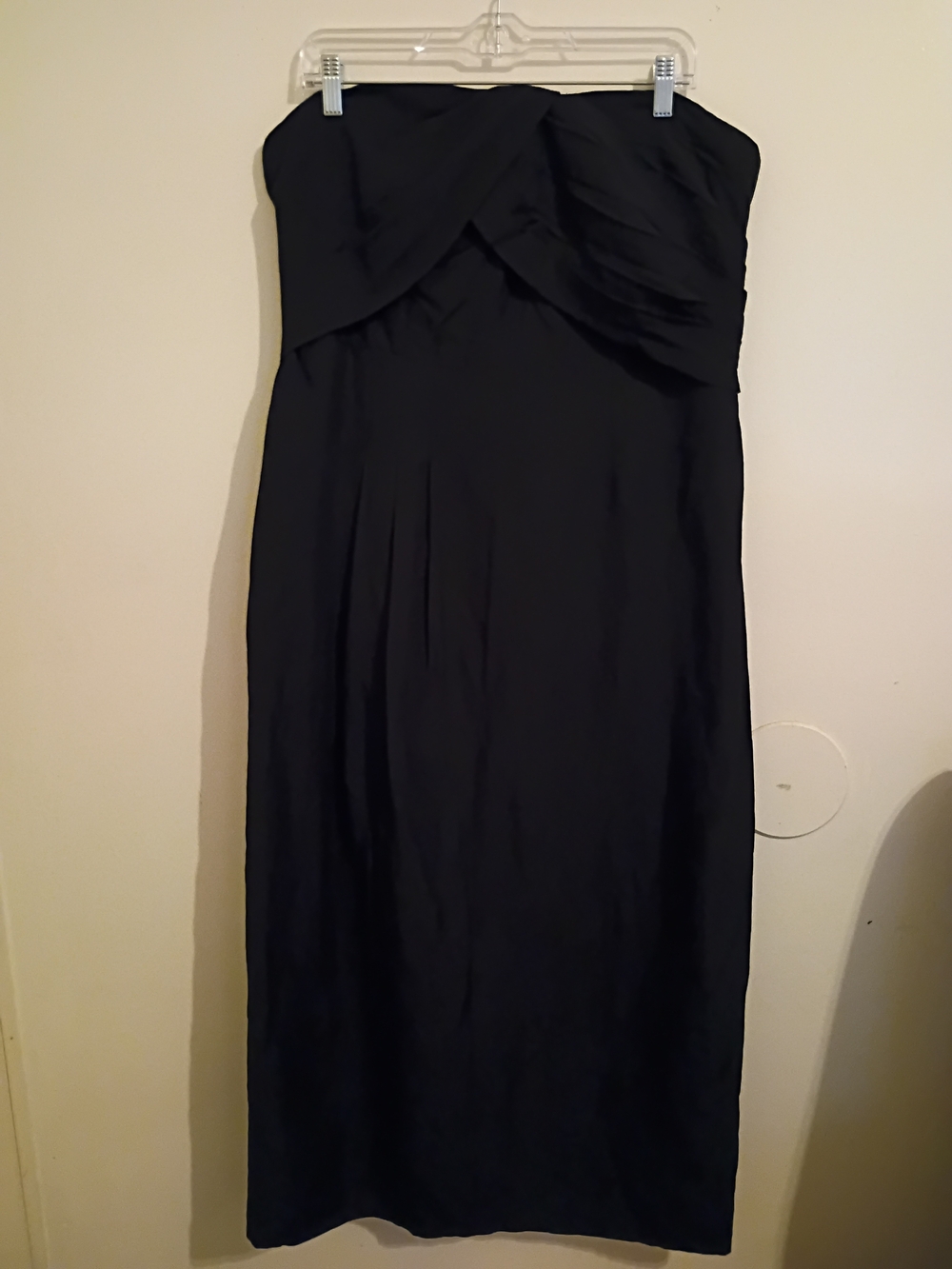Black Strapless Midi Dress - Elegant Evening Dress Linen Blend Sz 12